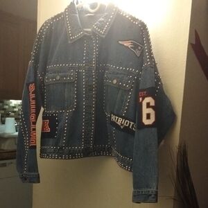 NFL Womens New England Blue Denim Jacket